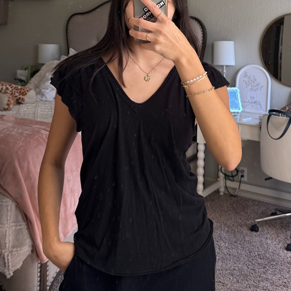 Anthropologie Black Short Sleeve Top